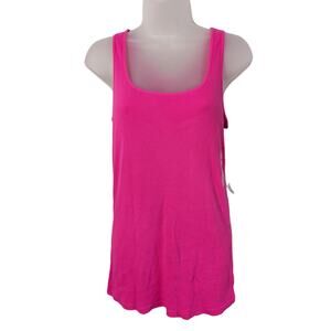 NEW JC Penney Hot Barbie Pink Ribbed Stretch Tank Top Size XL